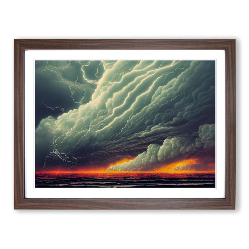 Thunderstorm Clouds Vol.2 1 Piece Single Picture Frame Wall Art, 46cm H x 64cm W x 2cm D, Walnut Framed