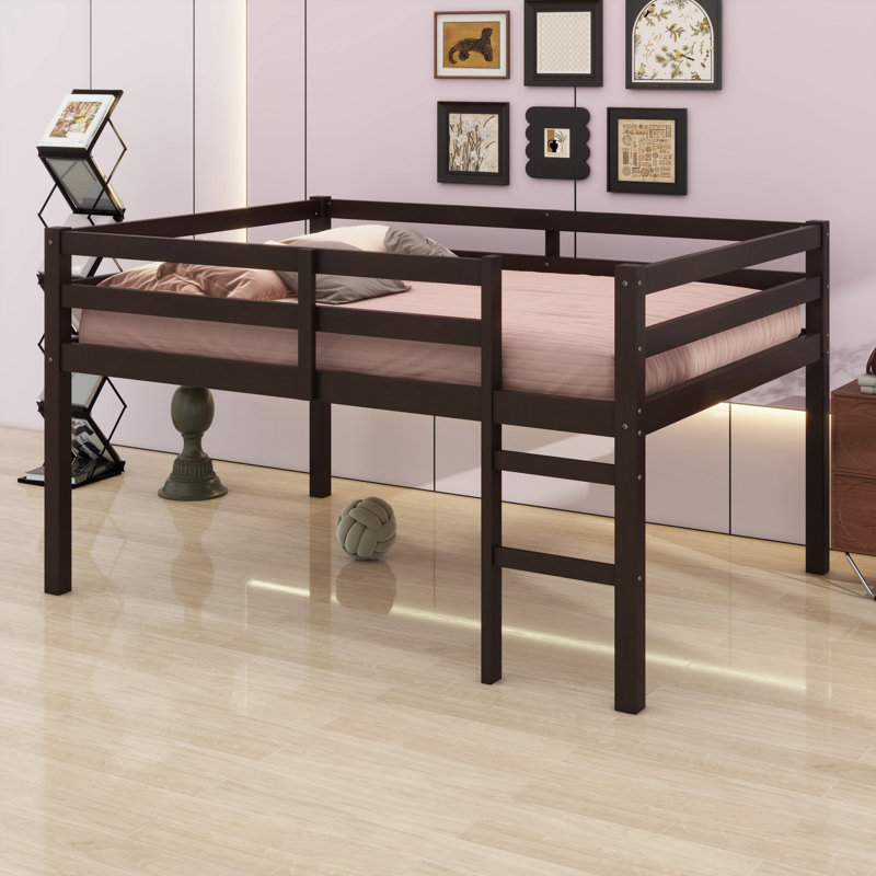 Lit mezzanine en bois avec échelle, Espresso