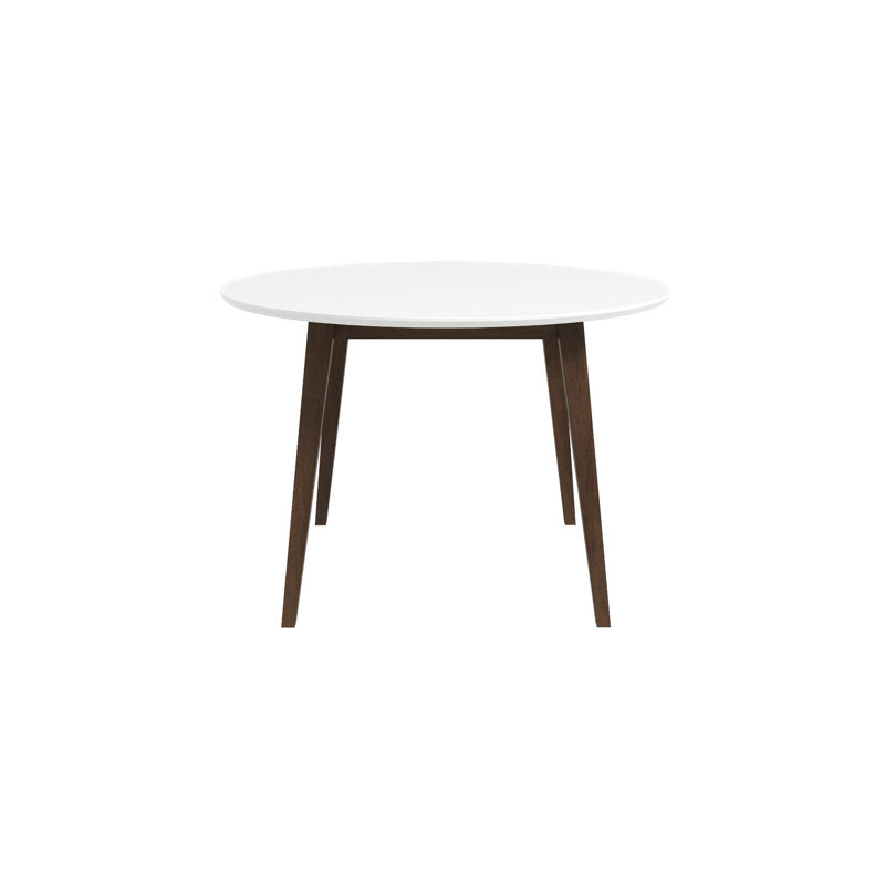 Table de salle à manger ronde Mid-Century moderne en bois massif blanc, 43,3 pouces pour la cuisine, la salle à manger, le coin-repas