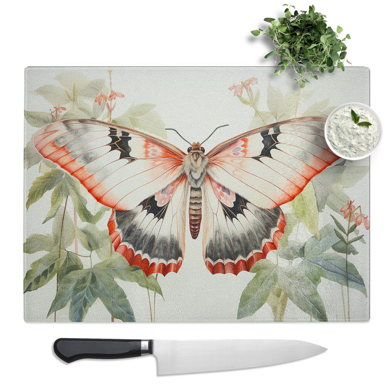 Moth Watercolour No.2  Glass Chopping Board