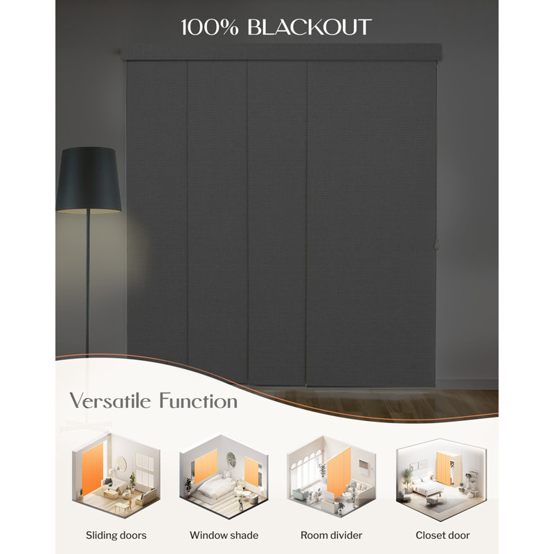 4-panel Adjustable Panel Track Blinds Blackout＆Light Filtering Vertical Blinds, Blackout Texture White
