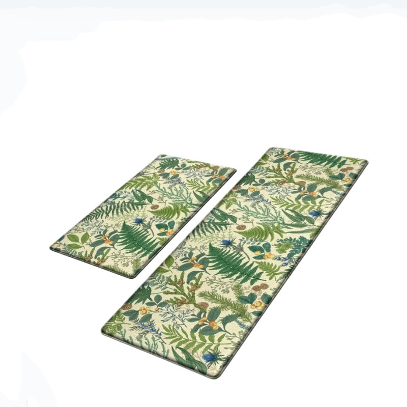 Floral Non-Skid Kitchen Mat, Green/Sage