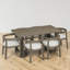 Ensemble de salle à manger 7 pièces, table rectangulaire et 6 chaises rembourrées à dossier arrondi, style scandinave, pour salle à manger et cuisine-1602557986