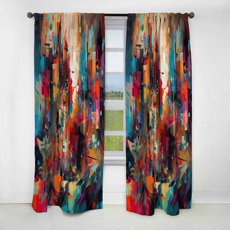 Exploring Abstracted Tranquility II - Abstract Geometric Blackout Curtain - 1 Panels, 52" W x 90" L