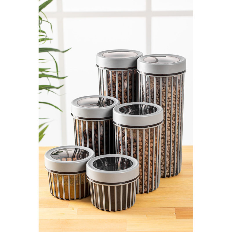 Ensemble de boîte de rangement polyvalente 6 pièces Elyssa, gris | 100% plastique sans BPA | 3 tailles: 4,1 x 4,1 x 3,5 po (17 oz liq.), 4,1 x 4,1 x 7,1 po (37 oz liq.), 4,1 x 4,1 x 10,6 po (57 oz liq.) | Va au lave-vaisselle, idéal pour organiser la maison et le bureau