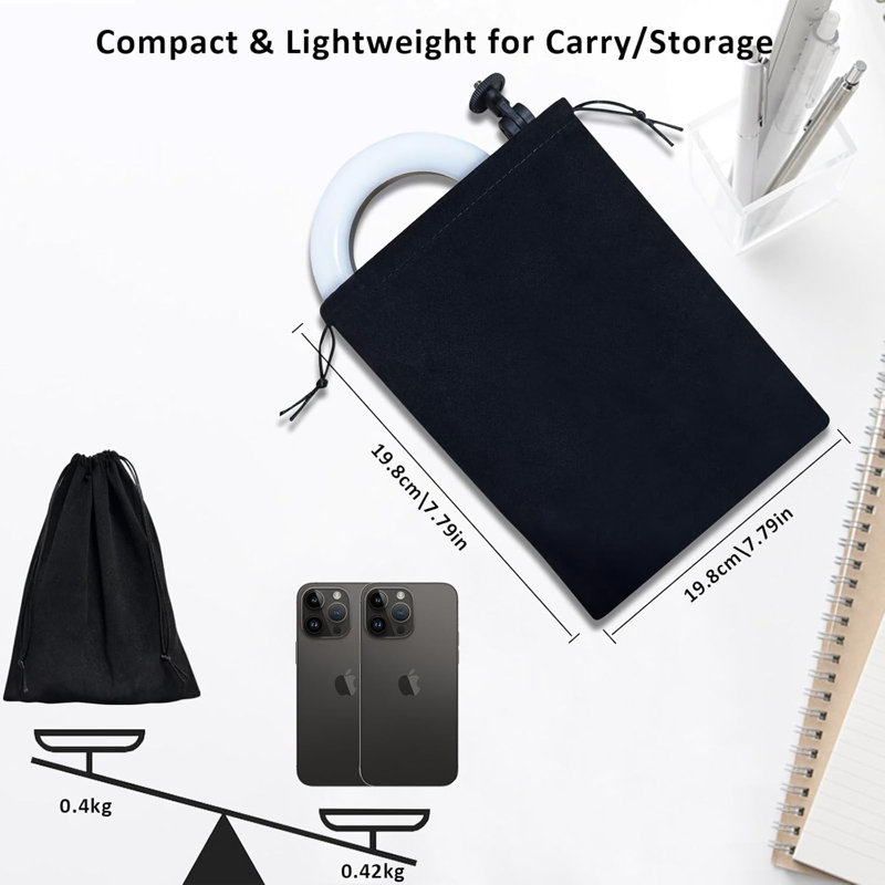 Anneau réglable avec support télescopique, lumière de bureau USB à intensité variable de 5 pouces pour les appels vidéo, diffusion en direct, Selfie, maquillage, Zoom, Tiktok, bobines, photographie