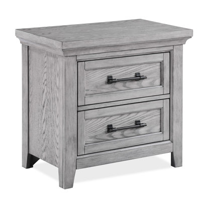 Transitional Bedroom Nightstand With Gray Finish And Two Drawers - Look Style, Construction
