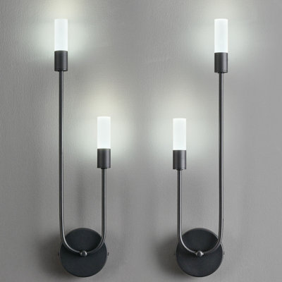 Wall Sconces Set of Two U Shape 2 Light 6000K LED Wall Sconce Dimmable Bathroom Sconces Modern Sconces Wall Lighting for Bedroom Hallway Wall Light Fixtures Indoor