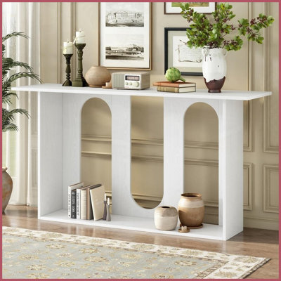 Table basse moderne en placage de frêne courbé pour le couloir du salon, facile à assembler avec rangement supplémentaire