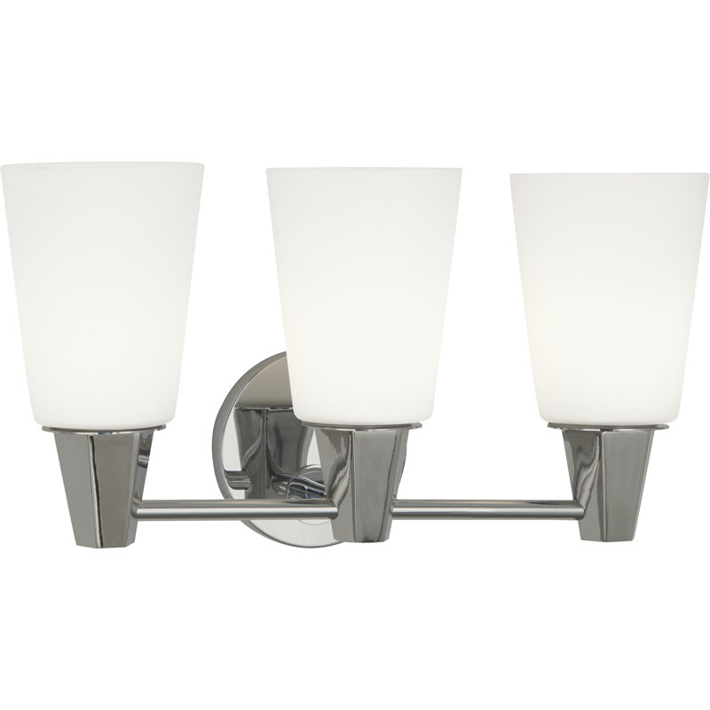 Chrome 3-Light Wall Sconce with Glass Shades