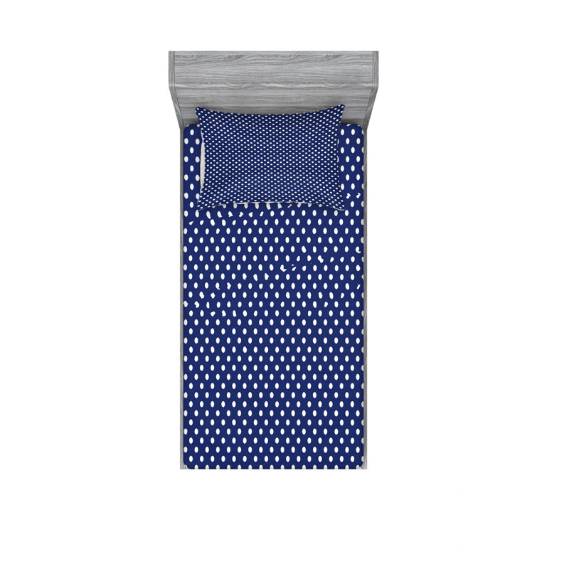 Ensemble de draps marin tile pois, Ensemble de draps pour lit simple TG avec drap-hou