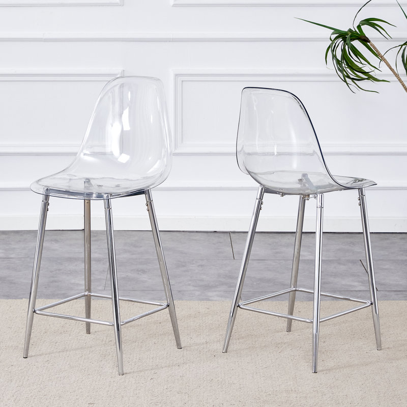 Tabourets de bar modernes de 25,5 po de hauteur comptoir en acrylique transparent avec structure en métal et repose-pieds, 2