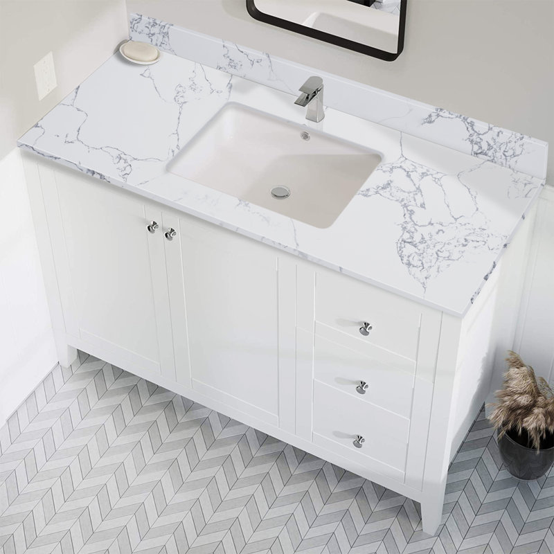 DORNBERG 49" Single Bathroom Vanity Top in White with Sink | Wayfair