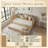 Wood Frame Full Size Platform Bed With Rattan Headboard & Trundle