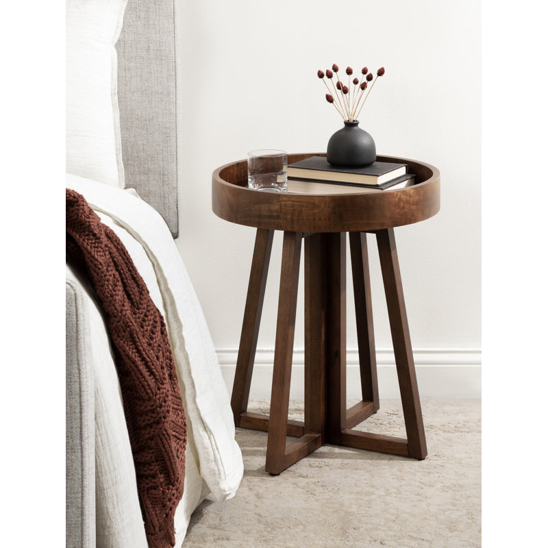Mayflower Solid and Manufactured Wood End Table, Walnut Brown, Walnut Brown, 22" H x 18" W x 18" D