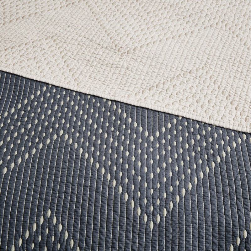 Ensembles de literie brodés en coton de qualité supérieure, très grand / très grand californien, bleu marine moderne