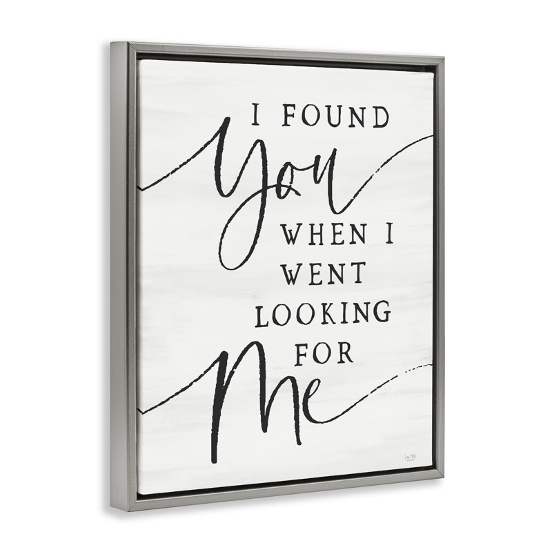 Cadre flottant inspirant I Found You, design par Lux + Me Designs, H 31 po x l 25 po, Cadre flottant gris lustré