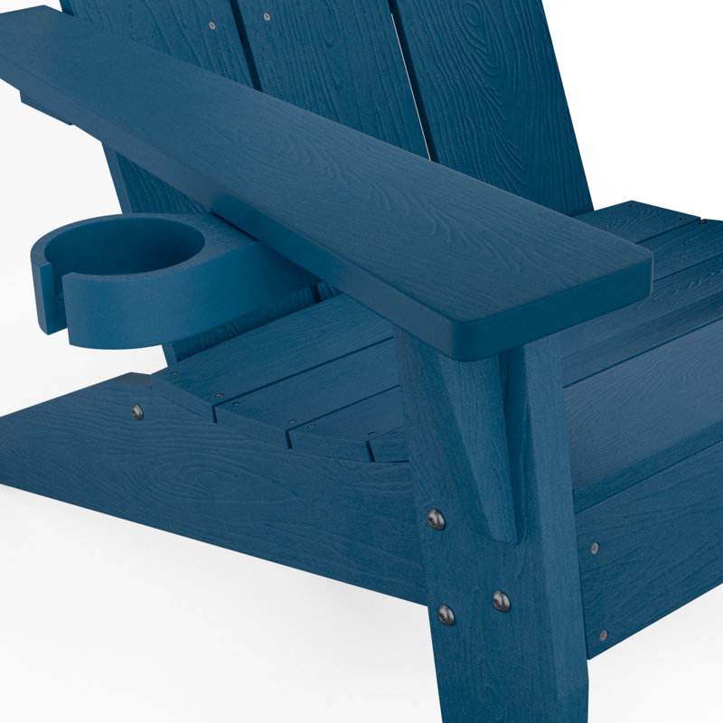 Chaise Adirondack en plastique / résine Harlean, Bleu marine