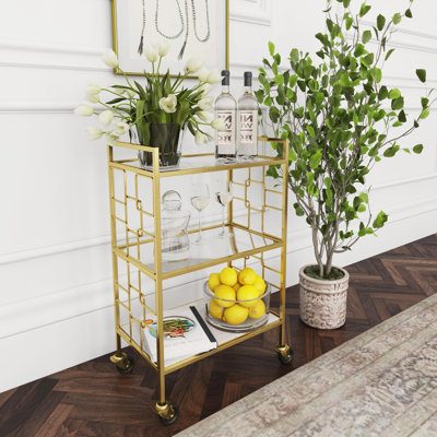 Charlye 3-Tier Glass and Metal Bar Cart