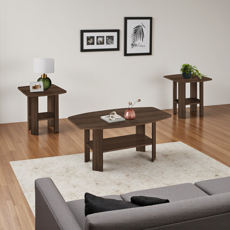 Table basse d'appoint 3 pièces Apollonia, Noyer