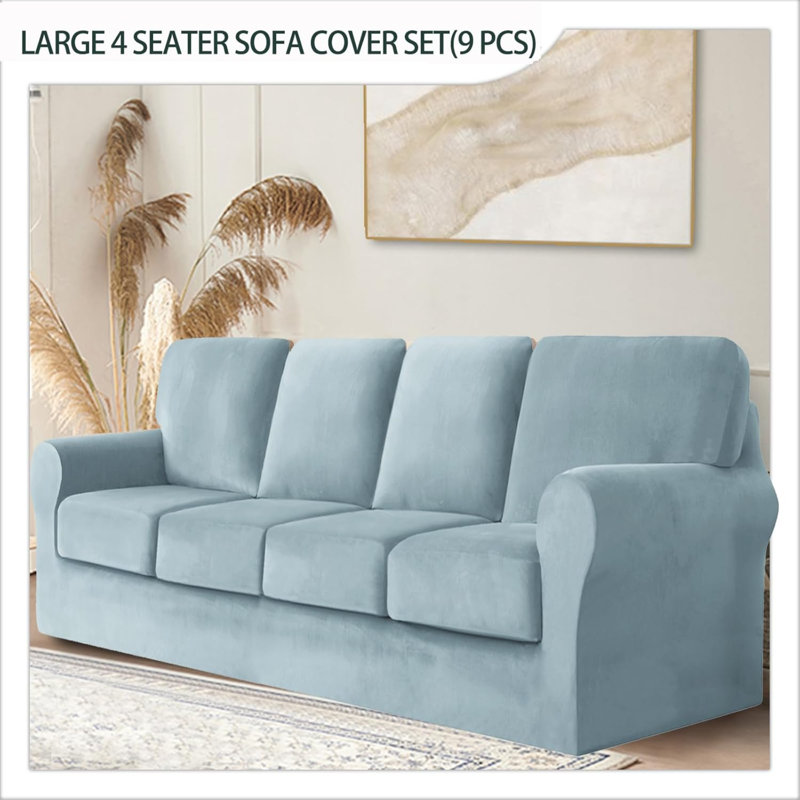 Sofa Cover With Separate Seat Cushions And Backrests Stretch Velvet Sofa Slipcover Couch Covers Furniture Protector Split Combined
