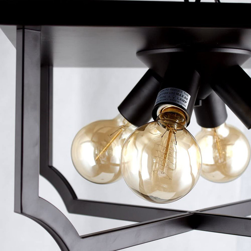 4-Light 16.25"W Black Open Cage Flush mount
