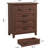 34 Inch 4-Drawer Vertical Chest, Solid Wood Storage Dresser for Bedroom, Living Room, Walnut Finish-1493579199
