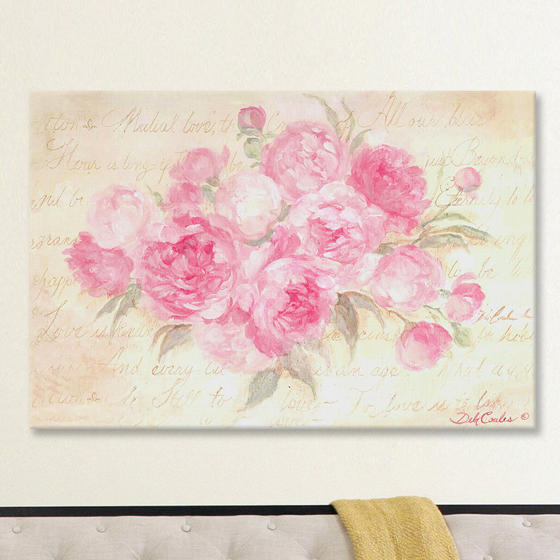 «Peony Passion», reproduction sur toile, H 18 po x l 26 po x P 1,5 po, Toile avec cadre noir, Pas de tapis