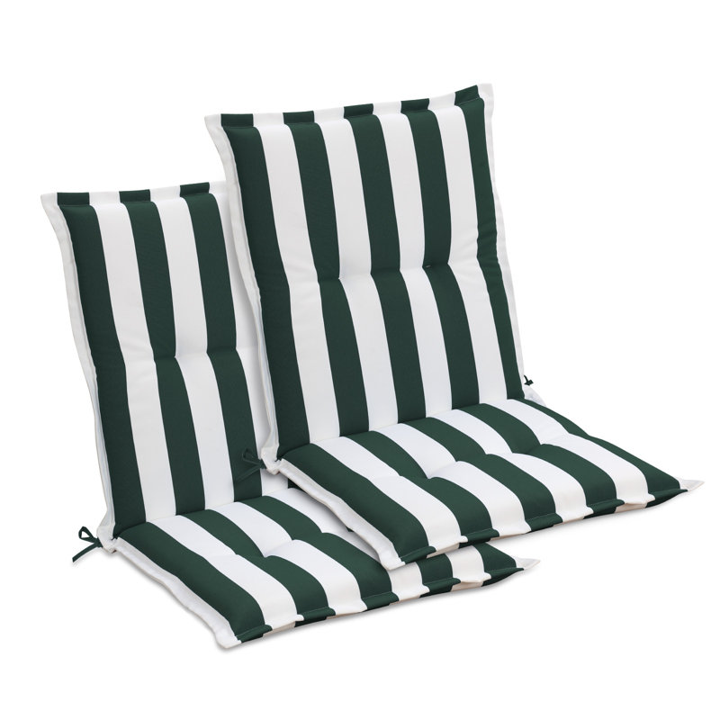  Outdoor Tufted Chair Cushions Set of 2, Green , 19.7" W x 18.5" D