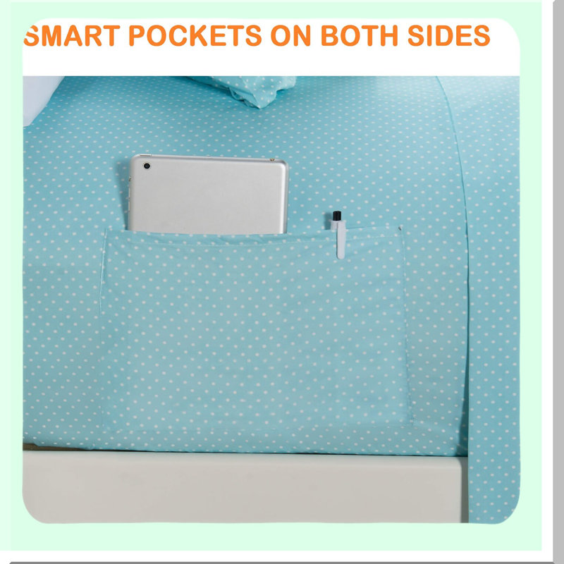 Premium Polkadot Softness Bedding Set - Luxury 1500 Hotel Quality Microfiber Sheets, Wrinkle & Fade Resistant, 6-Piece, Aqua