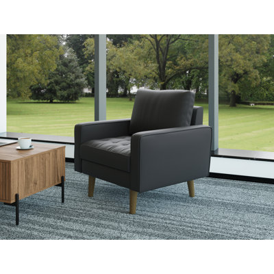 Statura 32" Mid-Century Square Arm Accent Chair, Sofa Chair, Black