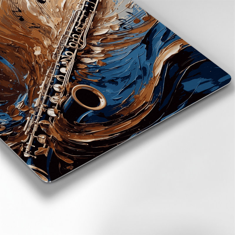 Musique, art mural noir en métal Clarinette, H 12 po x l 12 po