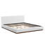 Élégant lit tapissier en tissu blanc avec joli cadre en bois massif texturé grain de bois, blanc, très grand-283131578