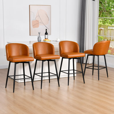 Tabouret de bar et de comptoir en similicuir pivotant à hauteur de siège de 27,1 po Kerfoot