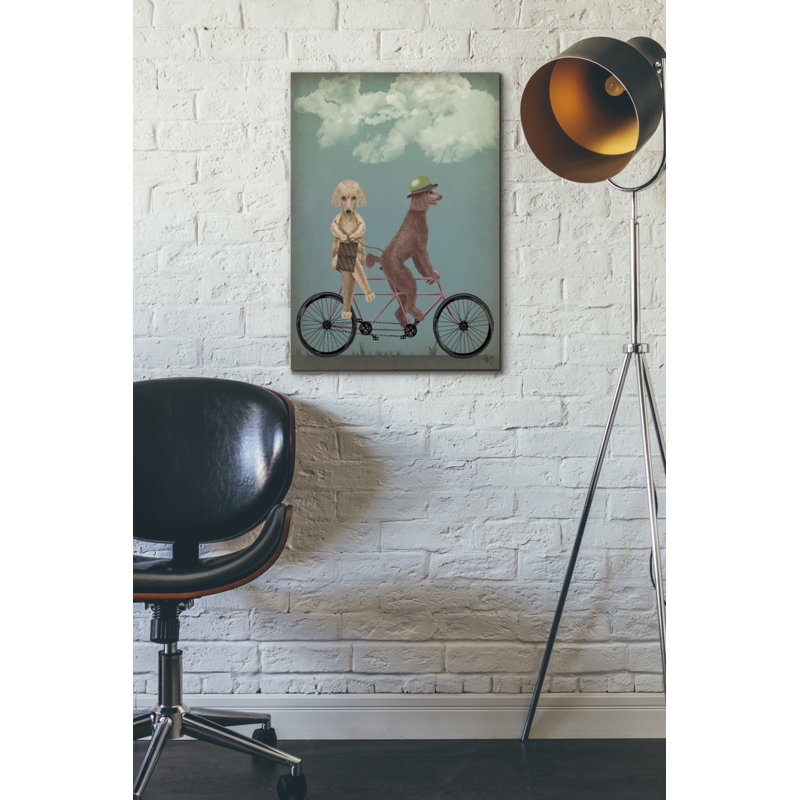 «Poodle Tandem» par Fab Funky - impression sur toile tendue, H 26 po x l 18 po x P 0,75 po