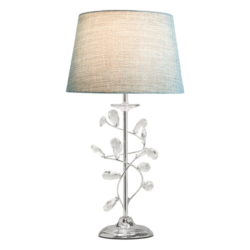 Waukon 59cm Crystal Glass Leaf Chrome Table lamp, Blue/Gold