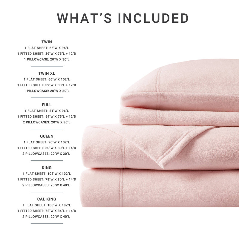 California King Blush Microfiber Fleece Sheet Set