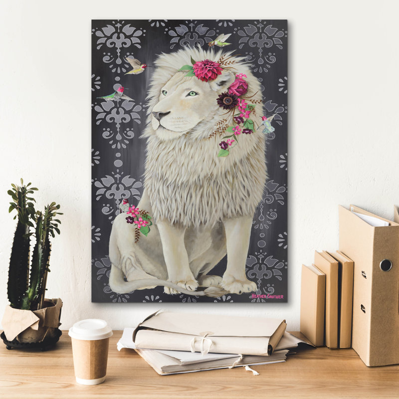 Art mural épique Graffiti «White Lion» par Heather Gauthier, 18 po x 26 po
