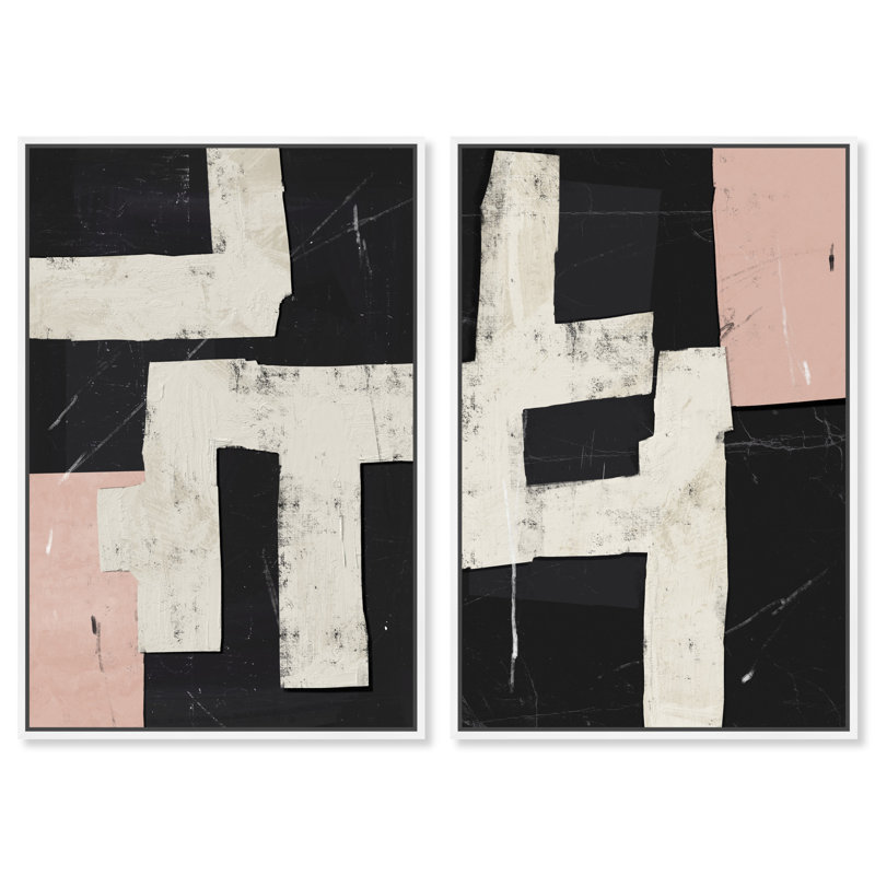 Placed Together Set Set by Oliver Gal, 31"H x 46"W, White Floater Frame
