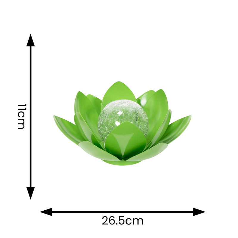 Waterlily Solar Powered Outdoor Lotus Flower Decoration Garden Light, Green