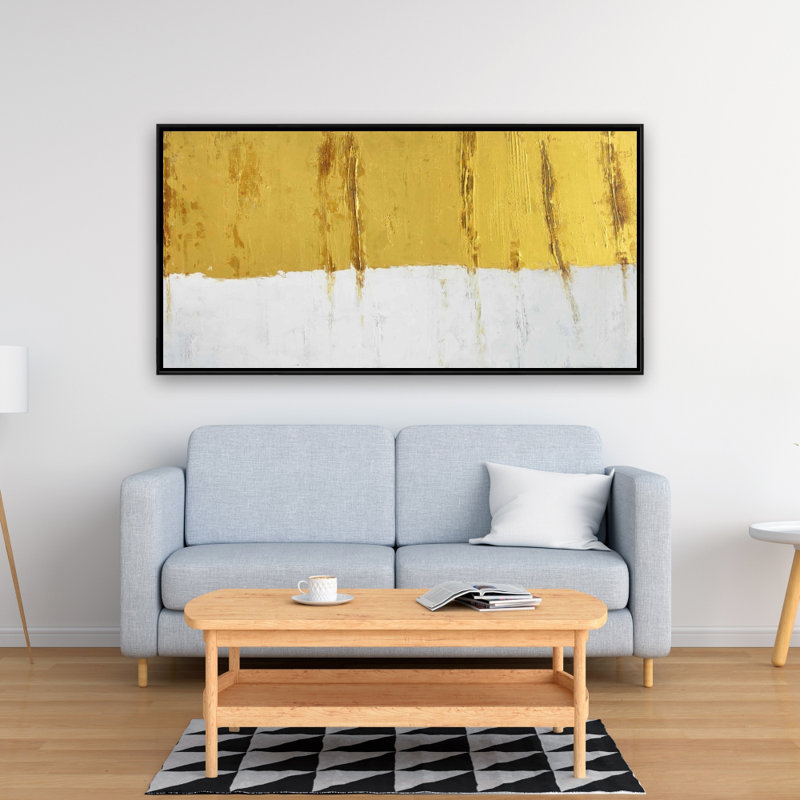 Golden Stripe - chambre abstraite encadrée, décoration sur toile