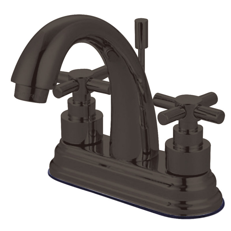 Tampa Centerset Bathroom Faucet with Drain Assembly, Polished Brass, Cross