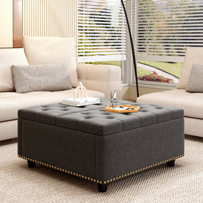 Rangement carré gris foncé massif, table basse de style Mid-Century, deux portes, revêtement en cuir PU, confortable et fiable