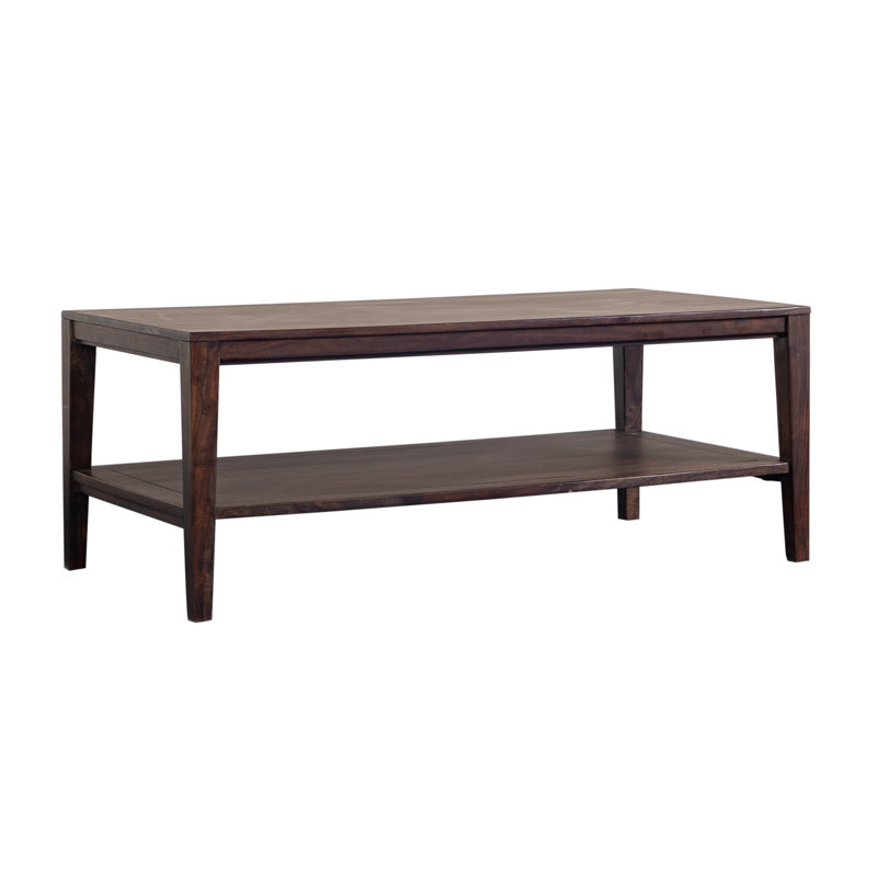 Debbra Solid Wood Single Coffee Table, Dark Natural