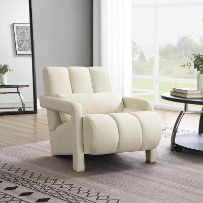 Chaise d'appoint moderne rembourrée en lin confortable avec un coussin pour le salon, la chambre à coucher. Lin, 