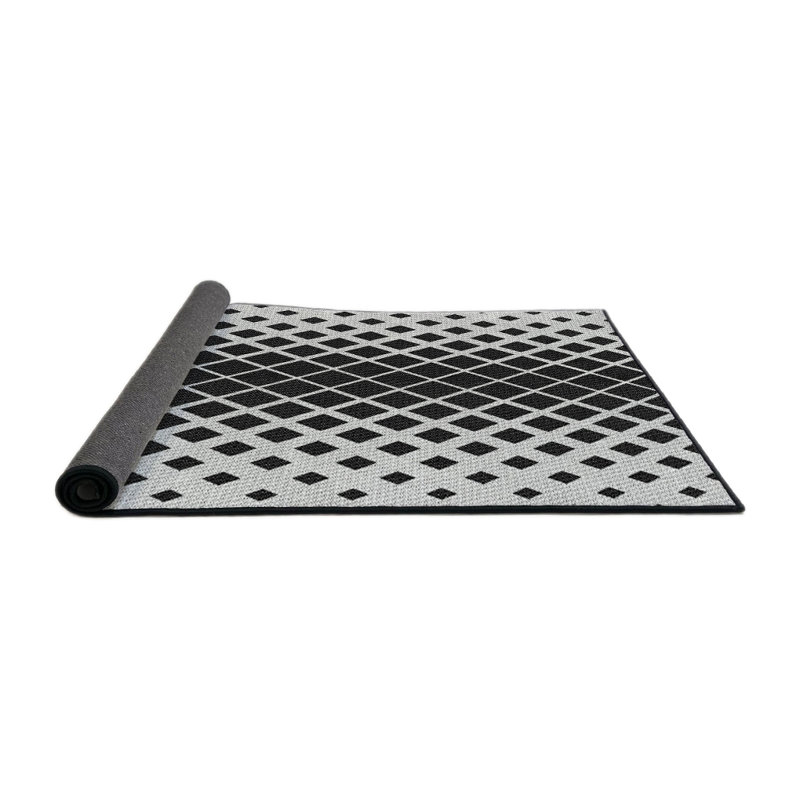 Tapis noir/gris à motifs, Rond 7 pi
