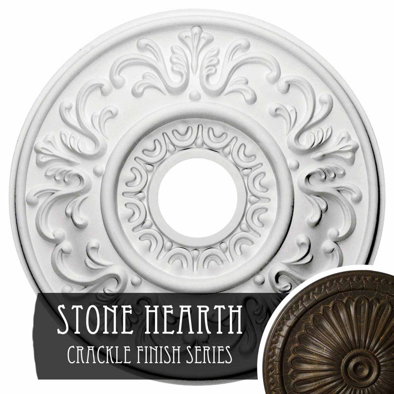 Endurathane Classic Ceiling Medallion, 18 5/8"OD 4"ID x 1 1/8"P (Fits Canopies up to 12 3/4"), Hand-Painted Castle Stone Crackle Finish
