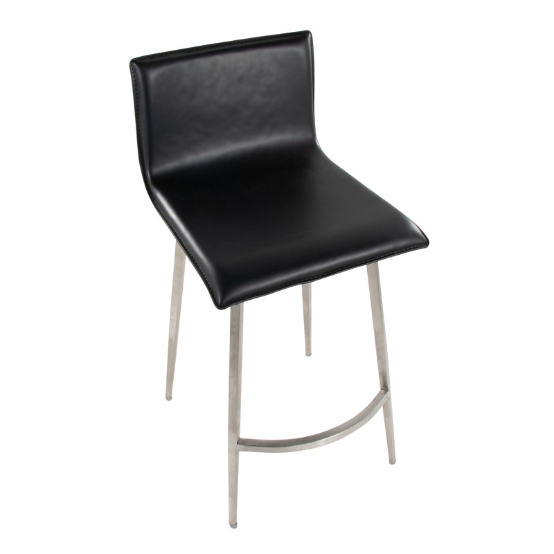Mara Upholstered 26" Fixed-Height Counter Stool - Set Of 2, Black
