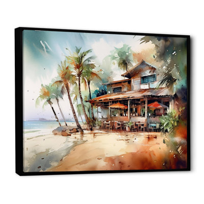 Tropical Beach House - art mural de plage côtière pour le salon