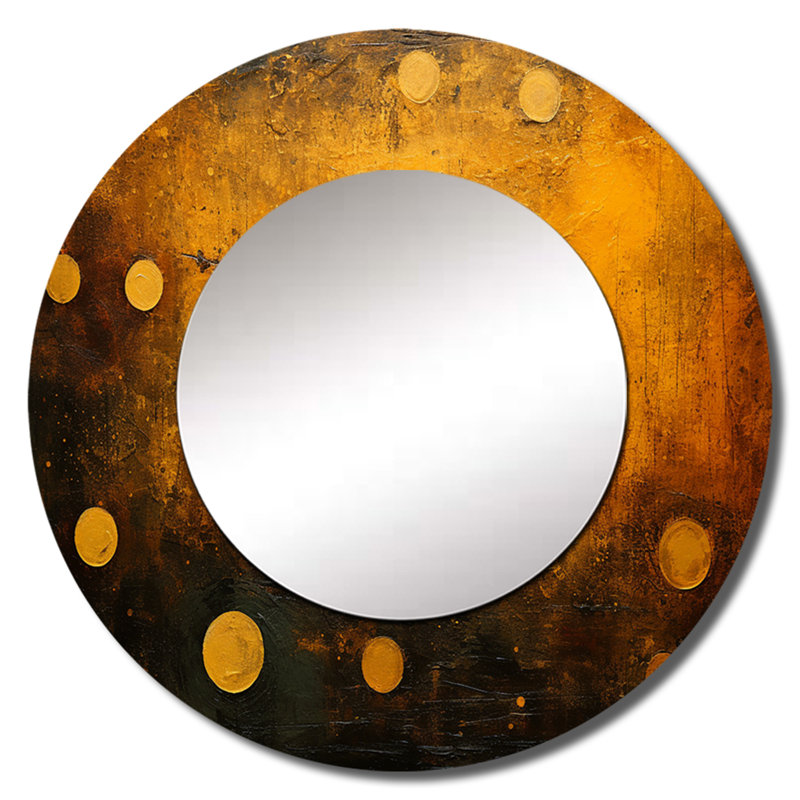 Amber Asteroids Solar System Space - grand miroir de notre système solaire, miroir mural décoratif rond, impression d'art en métal